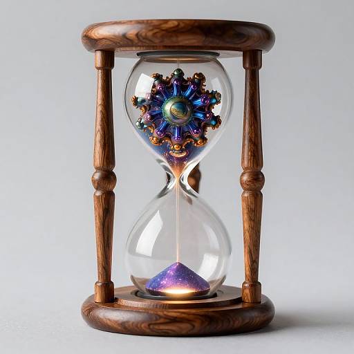Intricate Mercury-Themed Hourglass Design