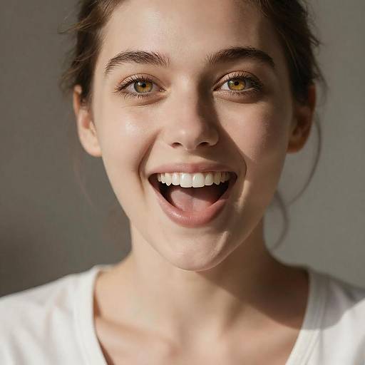 Sunlit Surprised Woman With Golden Eyes