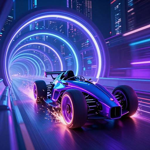 Tronbike Racing Through Neon Tunnel