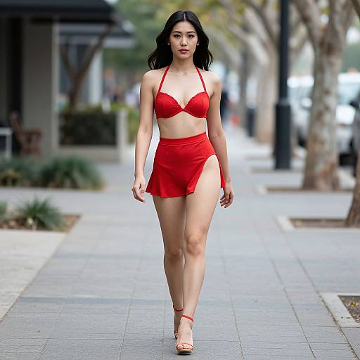 Woman in Red Dance Costume