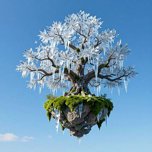 Surreal 3D Upside-Down Crystal Tree