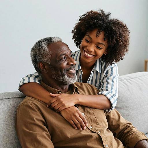 Smiling African-American Couple on Couch