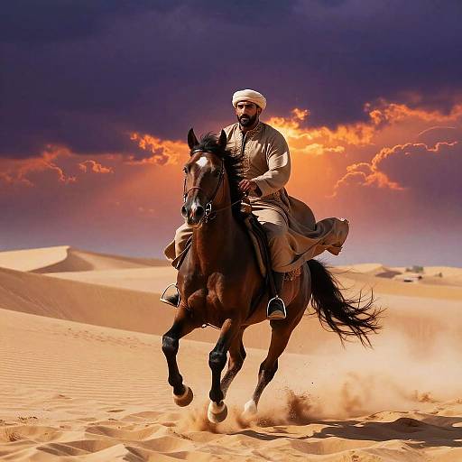 Saed Racing Across Stormy Dunes