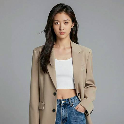 Confident Asian Woman in Casual Chic
