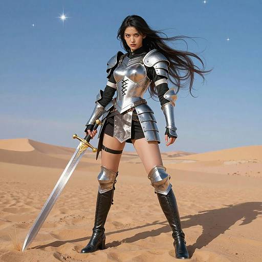 Fierce Warrior Woman in Desert