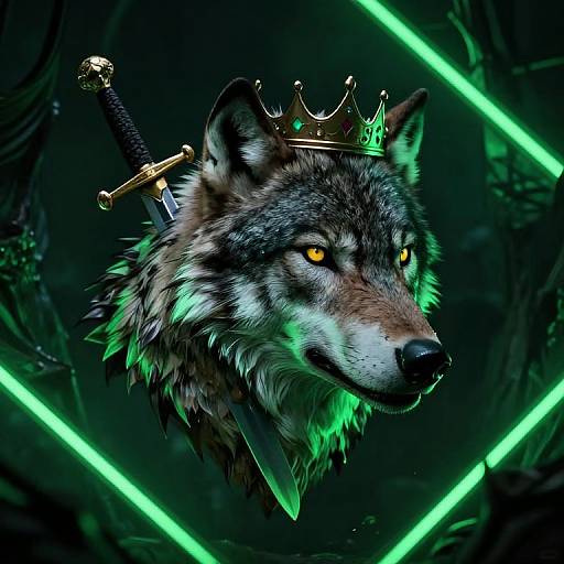 Wolf's Head with Sword and Crown