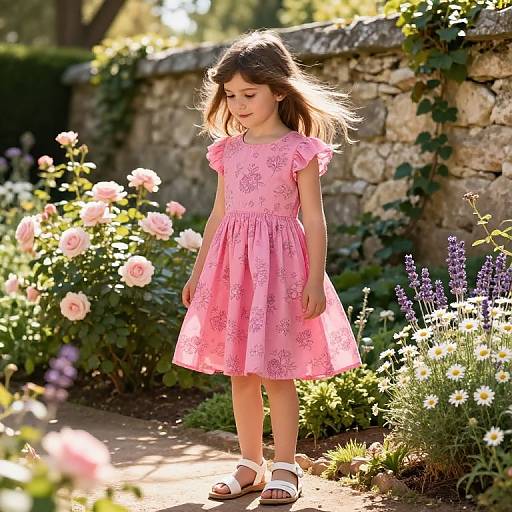 Young Girl in Sunny Floral Garden