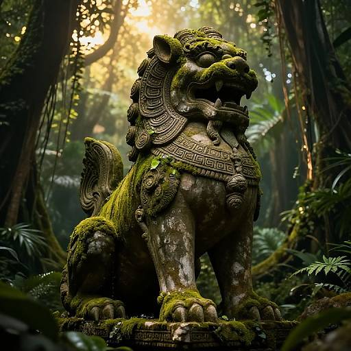 Half-Lion Ancient Jungle Guardian Statue
