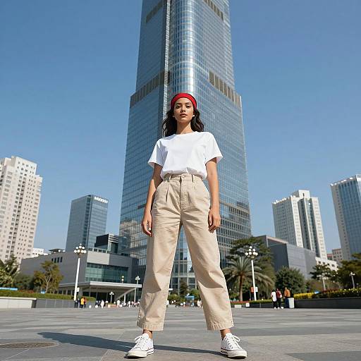 Young Woman in Urban Cityscape