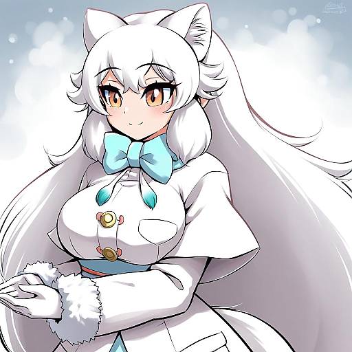 Illustration of Arctic fox (kemono friends), kemono friends in the style of Mazume