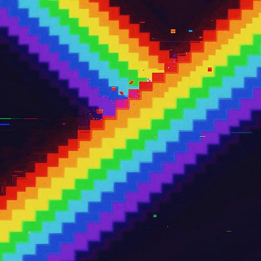 Neon Cyberpunk Rainbow Glitch Art