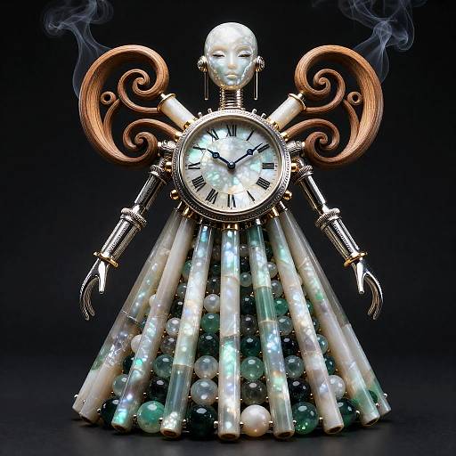 Mother-of-Pearl Clockwork Siren Art Nouveau