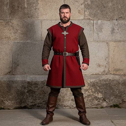 Rugged Medieval Man by Stone Wall