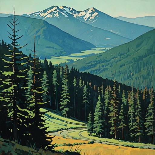 Forest and Mountains Landscape Painting