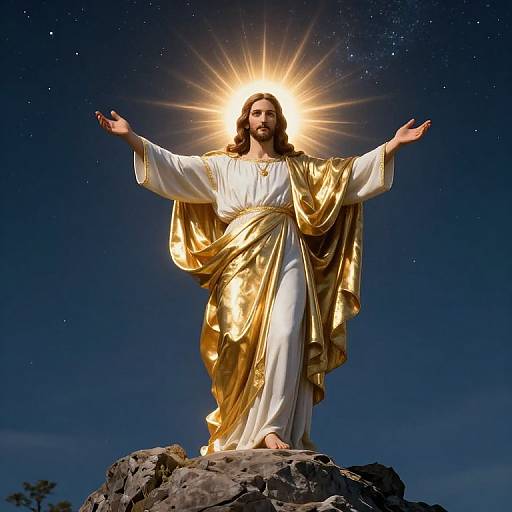 Radiant Jesus Christ Under Starry Sky