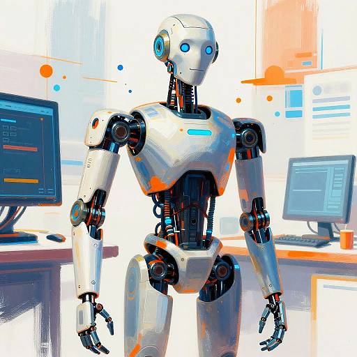 Vibrant AI Humanoid Robot Caricature