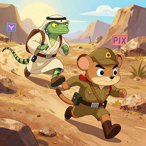 Mongoose Border Guard Chasing Iguana Smuggler