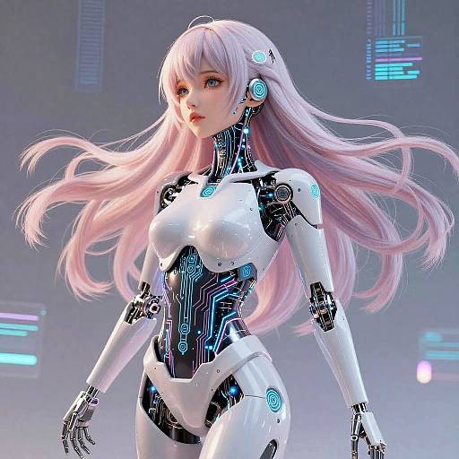 Elegant Female Android Anime Art
