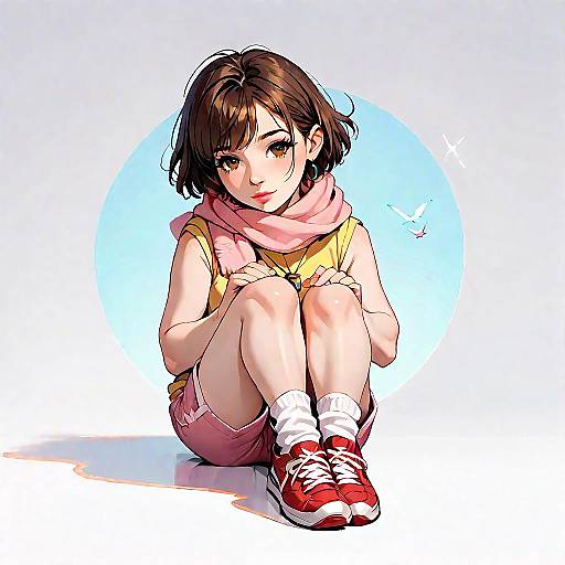 Anime Girl with Whistle and Scarf