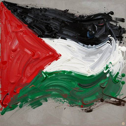Abstract Painting of Palestinian Flag Colors