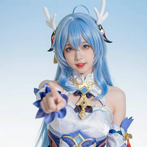 Anime Style Person with Light Blue Hair