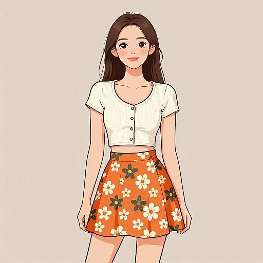 Smiling Woman in Summer Outfit