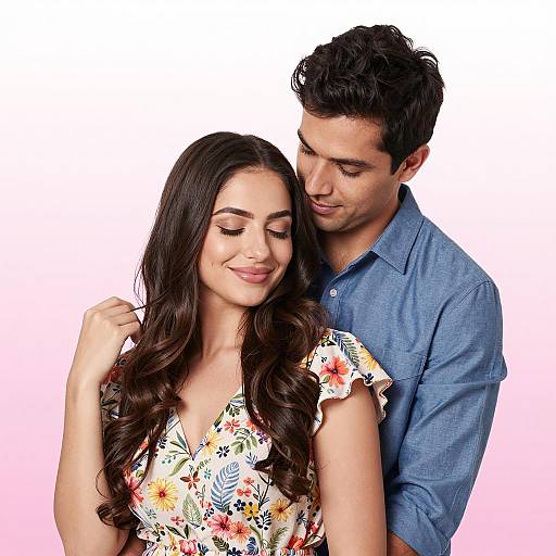 Romantic Couple in Soft Pastel Background