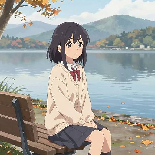 Anime Girl by Quiet Autumn Lakeside