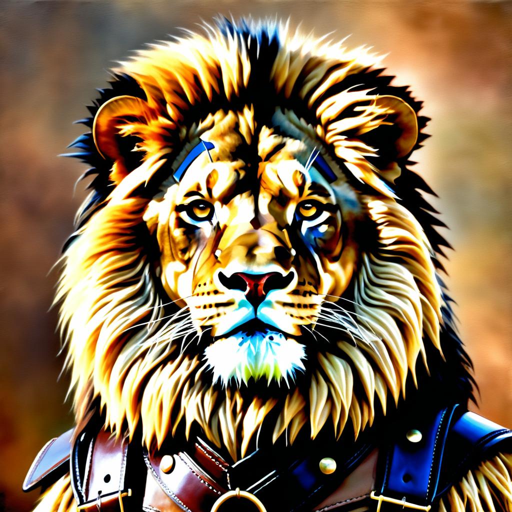 Lion Portrait in American Romanticism Style