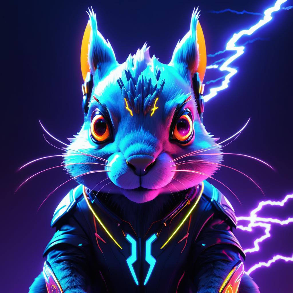 Futuristic Lightning-Emitting Squirrel Design