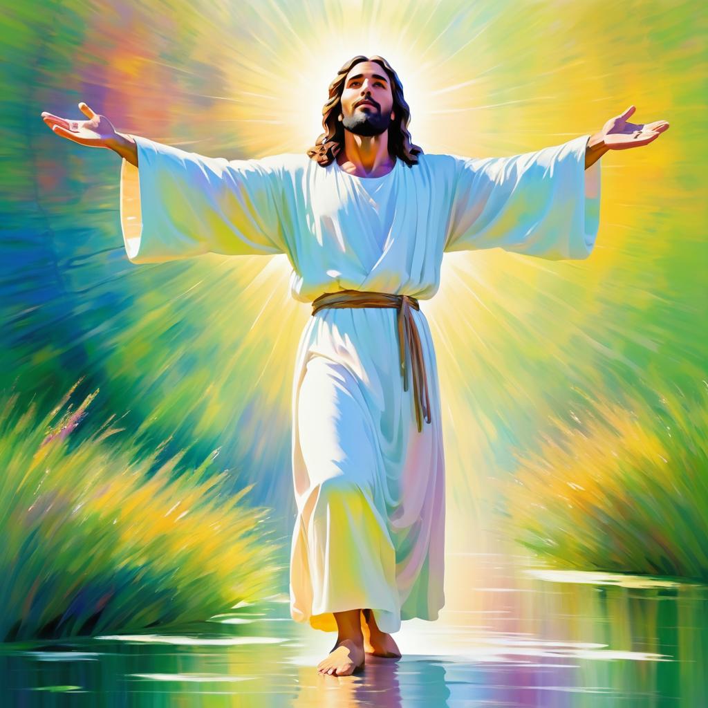 Serene Jesus in Vibrant Nature