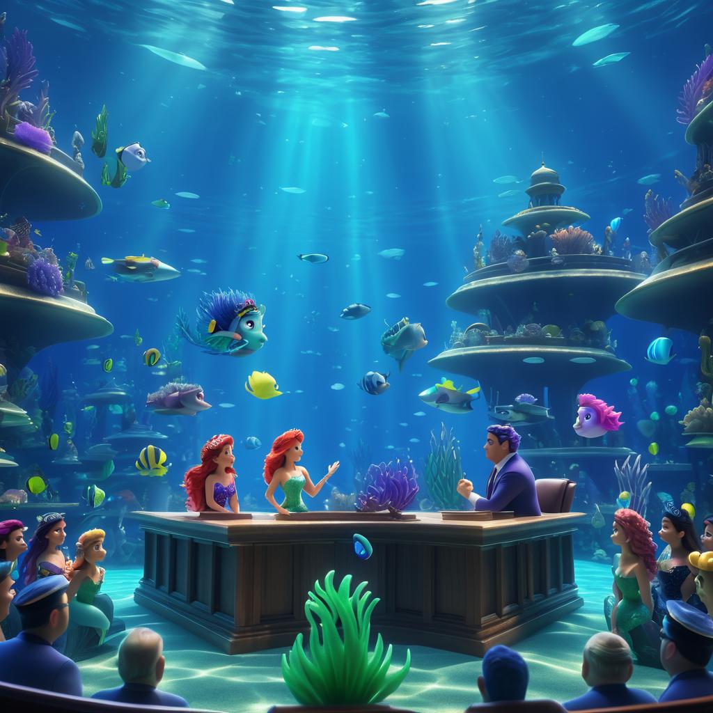 Pixar-Style Mermaid Courtroom Spectacle