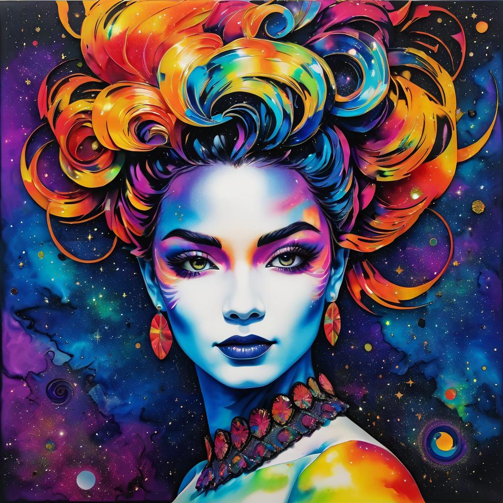 Vibrant Cosmic Sage Art with Texture