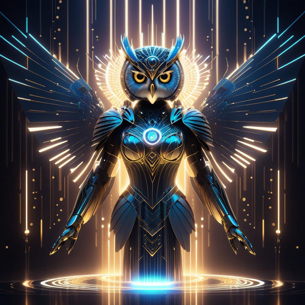 Futuristic Cybernetic Owl Goddess Concept Art