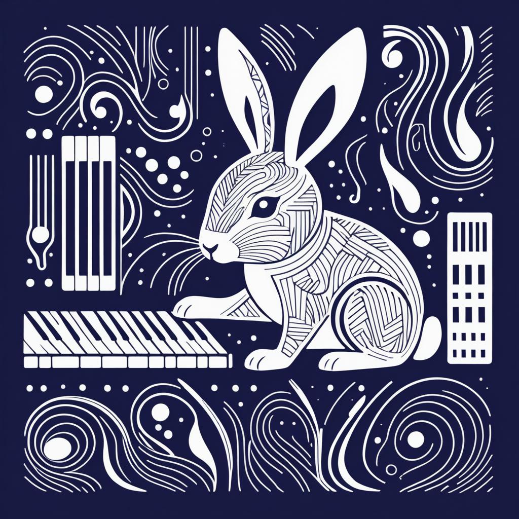 Rabbit Synth Music Logo Design Concept