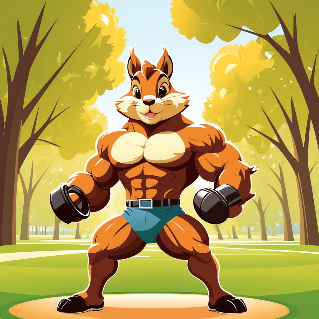 Muscular Squirrel in Sunny Park