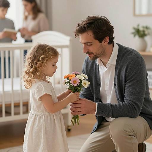 Tender Moment Between Man and Girl