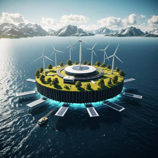Futuristic Floating Island with Renewable Energy
