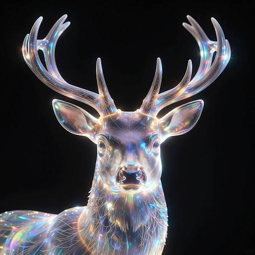 Holographic Stag Head with Neon Glow