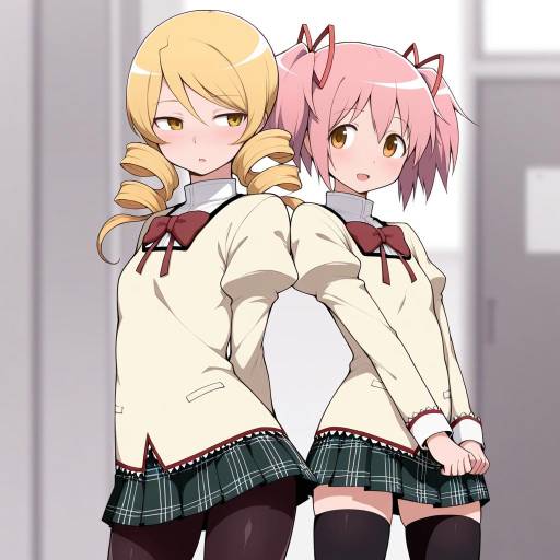 Anime Girls in Colorful School Uniforms