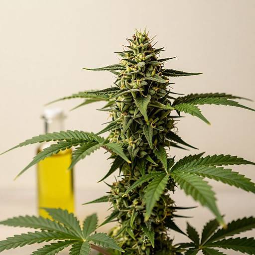 Cannabis Plant with Oil Bottle
