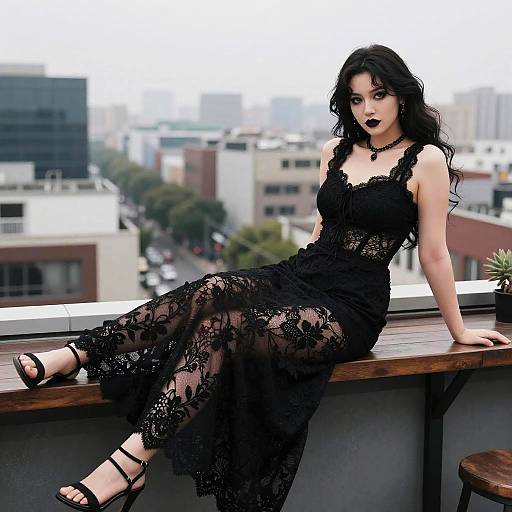 Curvy Gothic Romance Rooftop Scene