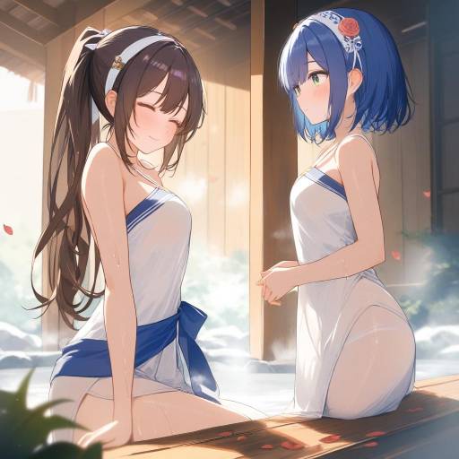 Admiral from Kancolle in Tranquil Onsen Setting