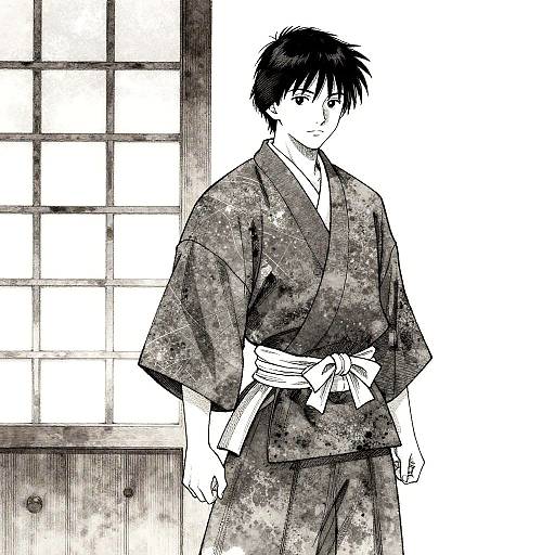Shoji Style Young Samurai Illustration
