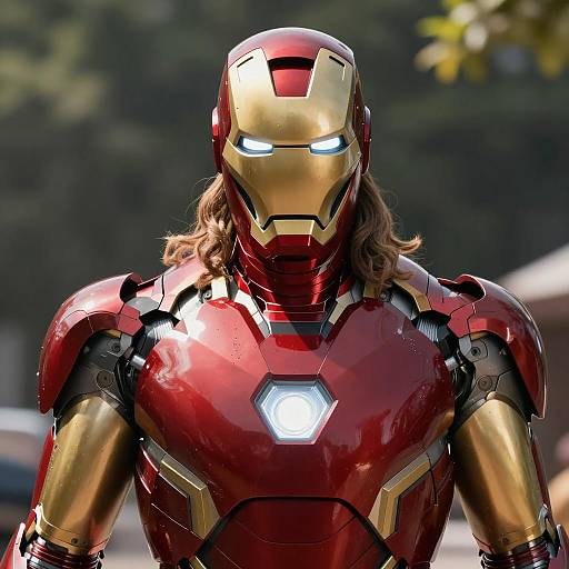 Photorealistic Iron Man Suit with Long Hair