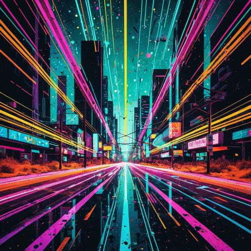Neon Retro Futurism Cityscape