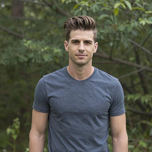 Confident Man in Lush Forest Setting