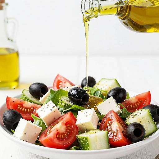 Fresh Salad with Drizzling Olive Oil
