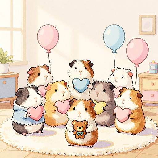 Cozy Pastel Guinea Pigs Playtime