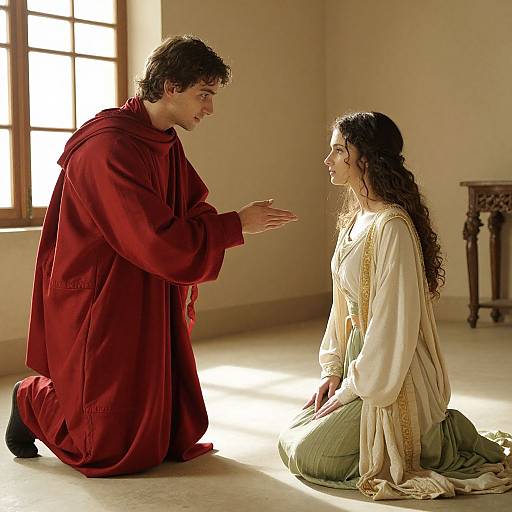 Divine Encounter in Sunlit Room